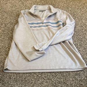 Pebble Beach Light Gray and Blue Zip-Up Sweater